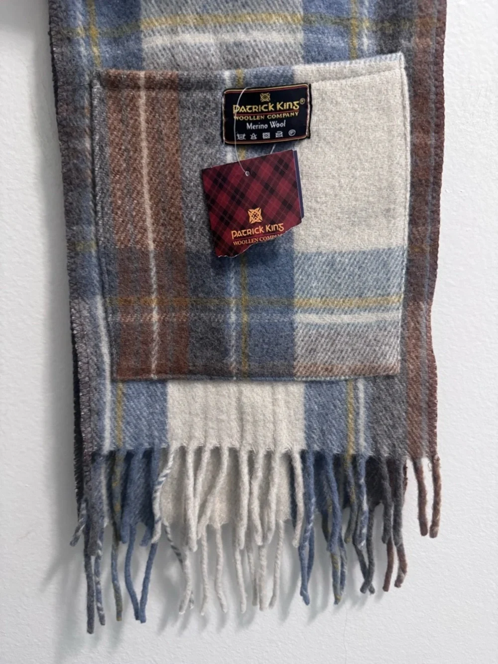 PATRICK KING WOOLLEN COMPANY Stewart Muted Blue Deluxe Pocket Scarf